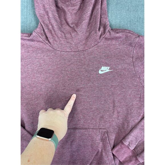 Nike Hoodie Sweatshirt Women XL Marroon Pullover Fleece Logo Kangaroo Pocket - Picture 3 of 12